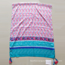 Women Printed Polyester Paj Emulation Silk Muffler Shawl